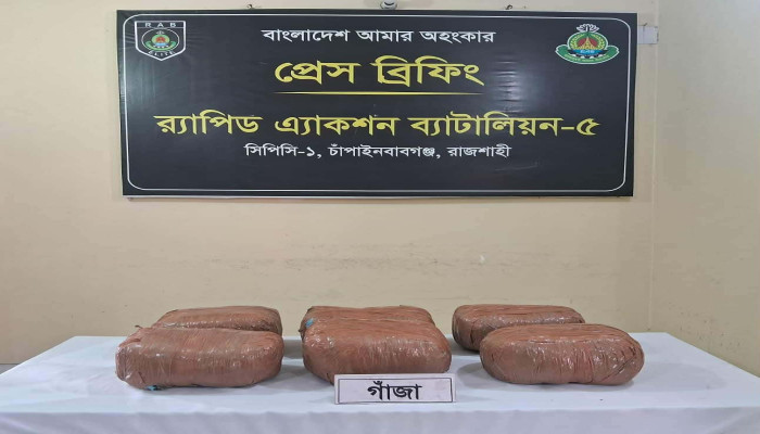 চাঁপাইনবাবগঞ্জে যৌথ বাহিনীর অভিযান: ১৮ কেজি গাঁজাসহ ট্রাক চালক গ্রেফতার