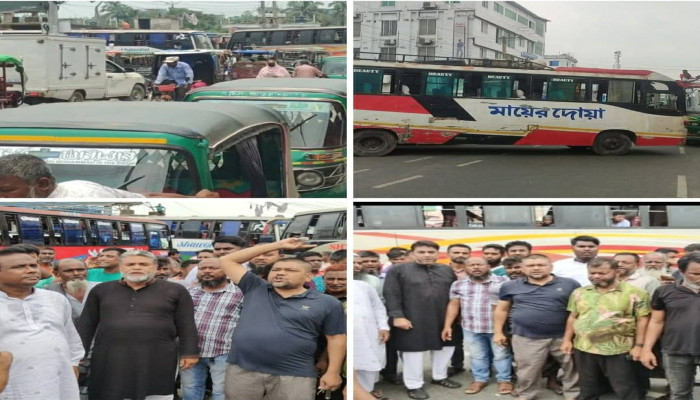 বিজিবি সদস্যদের হাতে বাসের হেলপার মারধরের অভিযোগ, জয়পুরহাটে ২ ঘণ্টা সড়ক অবরোধ