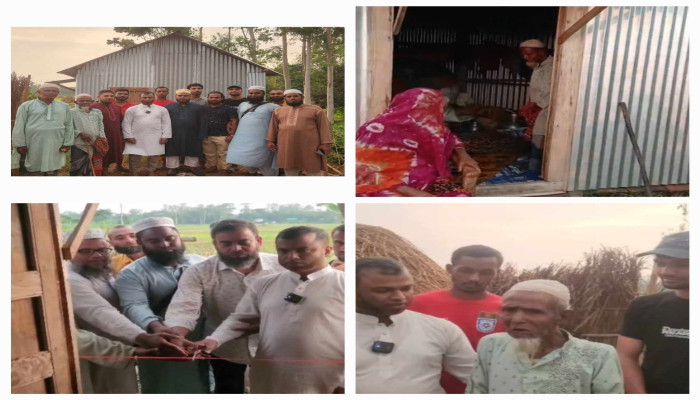 উল্লাপাড়ায় ডাঃ তারিকুল ইসলাম খানের পক্ষ থেকে বৃদ্ধ ও অসহায় দম্পতিকে নতুন ঘর উপহার